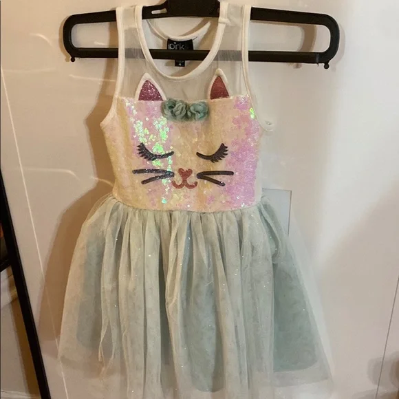 Pink Violet Little Girls Sequins Cat Face Tutu Dress, Size 4 NWT - Picture 3 of 10